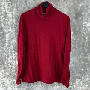 Habitat Clothes To Live In Size L Pima Cotton Turtleneck Top Red Long Sleeve